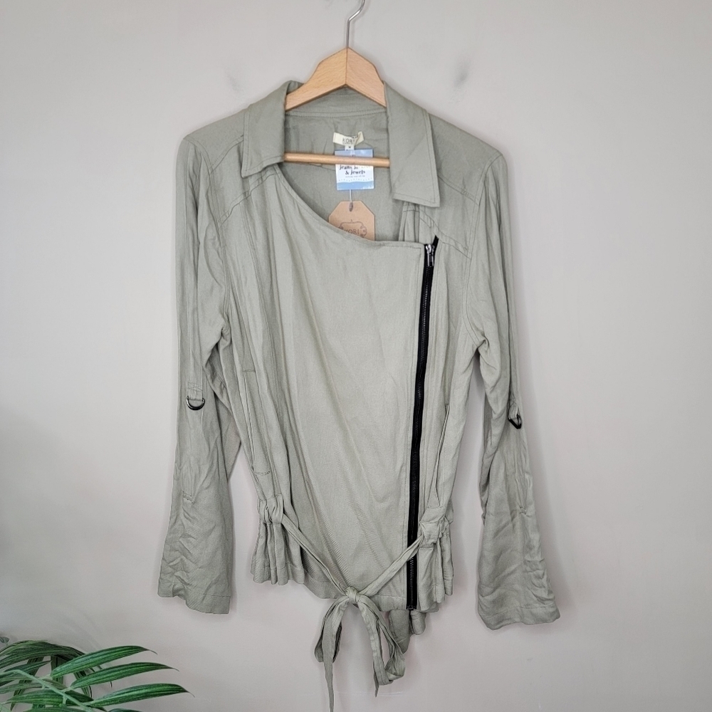 NWT Kori Soft Moto Zip Tie Waist Jacket Size Medium